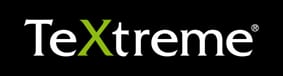 TeXtreme logo: white wordmark with a green X on a black background